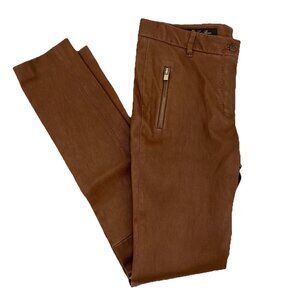 100% Auth Loro Piana Cognac Brown Italian Lambskin Slim Leg Pants Sz 46 / US 10
